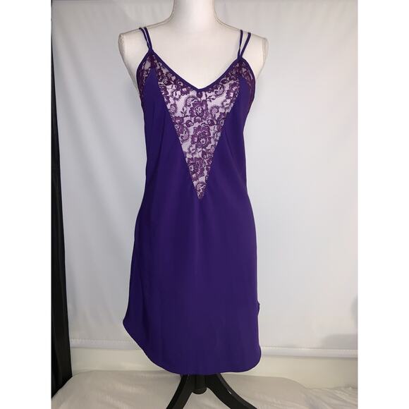 Victoria's Secret Other - Vintage 90s Victoria's Secret Gold Label Slip Dress Purple Lace Nightie Medium